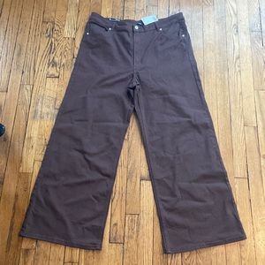 Brown H&M wide-leg twill pants